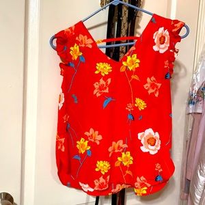 Floral red top